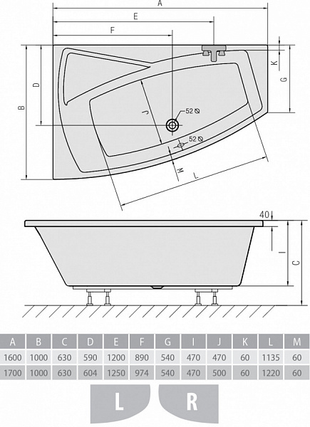 Акриловая ванна Alpen Evia 160x100 12611 правая фото 3