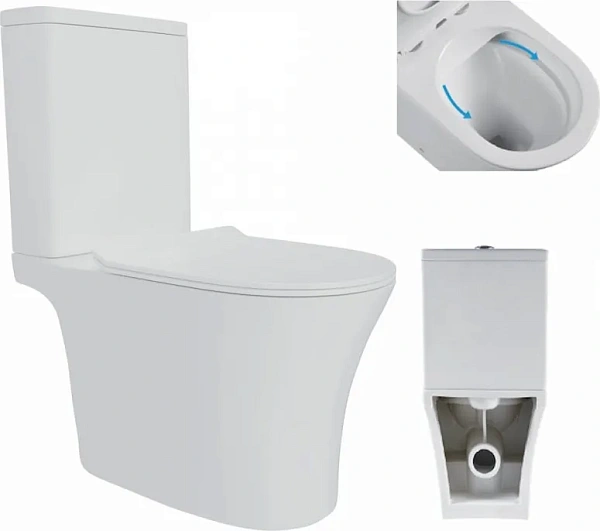 Унитаз-компакт Watersense Belinda Pro W00119 напольный безободковый с микролифтом фото 12