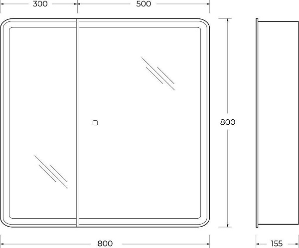 Зеркало-шкаф BelBagno Marino 60x80 SPC-MAR-800/800-2A-LED-TCH с подсветкой фото 14