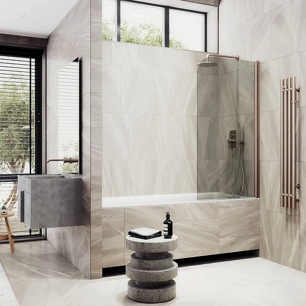 Шторка для ванны MaybahGlass 60x140 MGV-611-2 профиль бронза стекло бронза фото 3