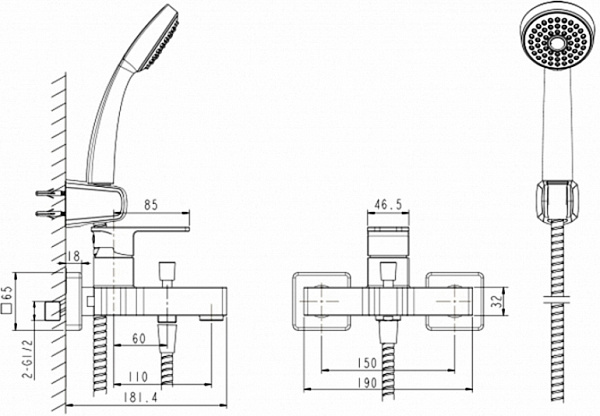 Смеситель Bravat Riffle F672106C-B для ванны с душем фото 3