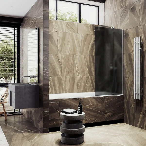 Шторка для ванны MaybahGlass 70x140 MGV-93-5ш профиль хром стекло сатин фото 1