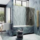 Шторка для ванны MaybahGlass 90x140 MGV-71-3ш профиль золото стекло бронза фото 3