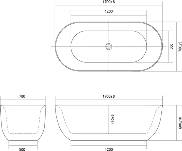 Акриловая ванна Aquatek Афина 170x80 см AQ-44778 отдельно стоящая фото 4