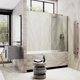 Шторка для ванны MaybahGlass 60x140 MGV-615-2 профиль бронза стекло сатин фото 3