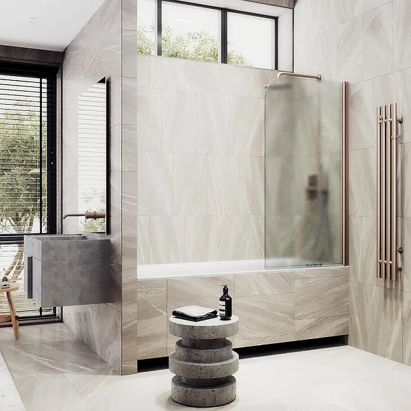 Шторка для ванны MaybahGlass 60x140 MGV-615-2 профиль бронза стекло сатин фото 3