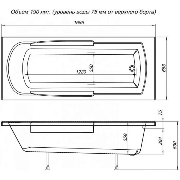 Акриловая ванна Aquanet Extra 00205482 170x70 с каркасом фото 2