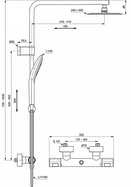 Душевая стойка Ideal Standard Ceratherm t100 A7705AA фото 7