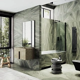 Шторка для ванны MaybahGlass 60x140 MGV-615-6 профиль черный стекло сатин фото 2