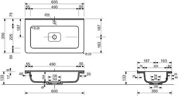 Мебельная раковина Style Line Каре Люкс Мини 60 СС-00002295 фото 4