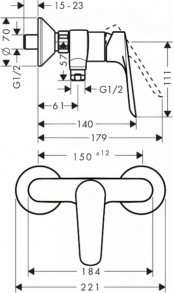 Смеситель Hansgrohe Logis E 71602000 для душа фото 2