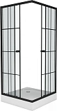 Душевой уголок Niagara Nova 80x195x80 _01801412 профиль черный стекло прозрачное с узором фото 1