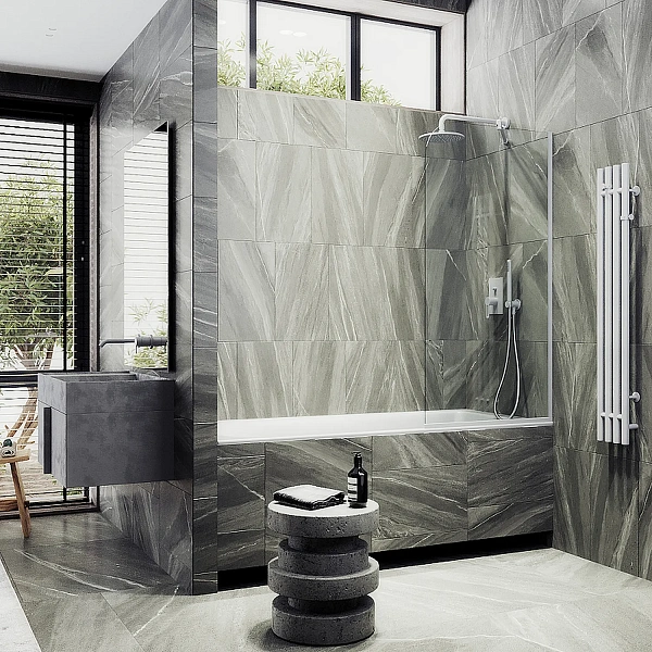 Шторка для ванны MaybahGlass 34x140 MGV-131-1у профиль белый стекло бесцветное фото 3