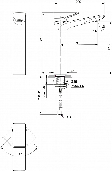 Смеситель Ideal Standard Conca BC758A5 для раковины фото 2