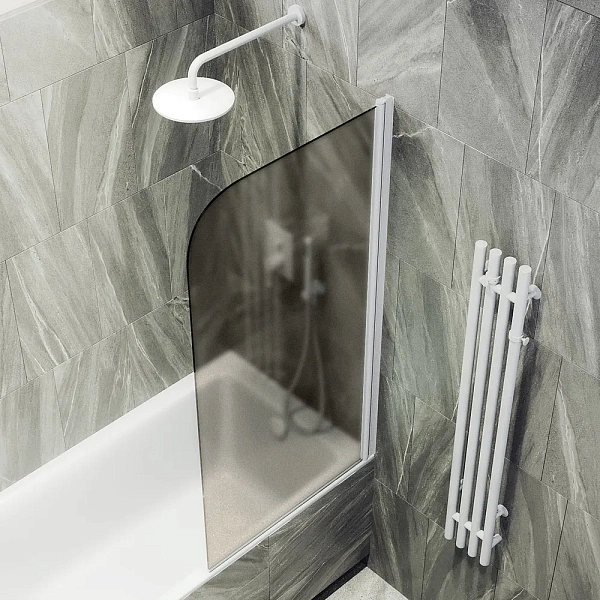 Шторка для ванны MaybahGlass 60x140 MGV-612-1 профиль белый стекло бронза фото 2