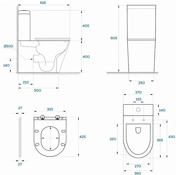 Унитаз-компакт Paomo Eva Pro PO-40305 напольный безободковый с микролифтом фото 12