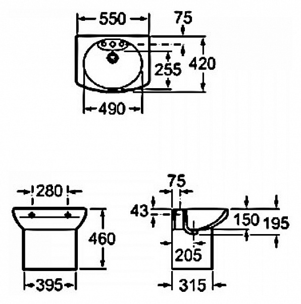 Раковина Roca Dama Senso Compact 55 см 327513000 фото 4