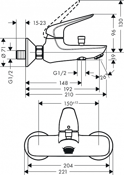 Смеситель Hansgrohe Novus 71040000 для ванны с душем фото 4