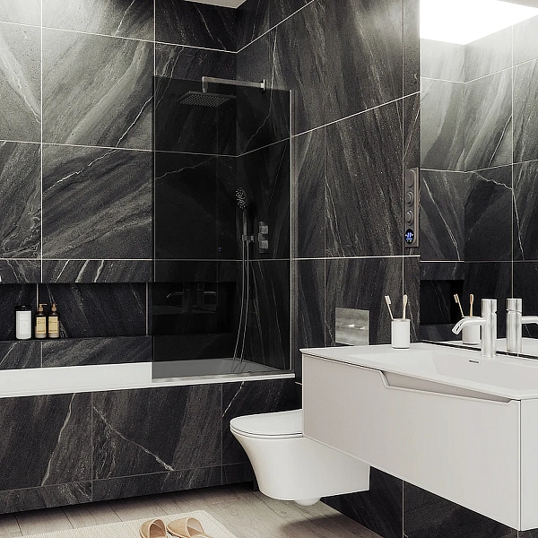 Шторка для ванны MaybahGlass 30x140 MGV-252-5у профиль хром стекло графит фото 1