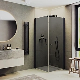 Душевой уголок MaybahGlass 90x90 MGY-1300-6 профиль черный стекло графит фото 1