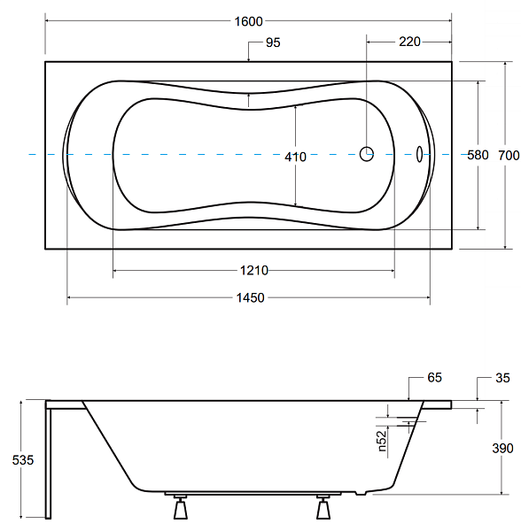 Акриловая ванна Besco Aria Plus 160x70 WAA-160-PU фото 4