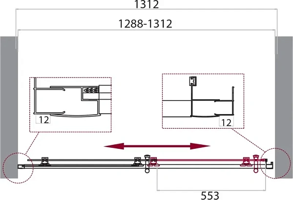Душевая дверь BelBagno Uno-195 130x195 UNO-195-BF-1-130-CH-CR фото 4