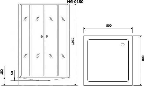 Душевой уголок Niagara Nova 80x195x80 _01801412 профиль черный стекло прозрачное с узором фото 5