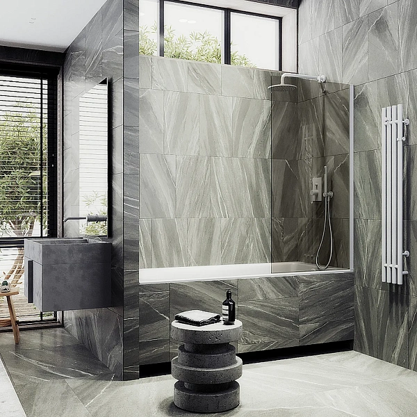 Шторка для ванны MaybahGlass 80x140 MGV-70-1ш профиль белый стекло бронза фото 3