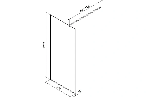 Душевая перегородка AM.PM Func 90x200 W84WI-90-F1-BTE стекло прозрачное профиль черный фото 7