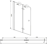 Шторка на ванну Aquanet Beta NF6222-hinge прозрачное стекло фото 2