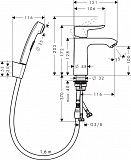 Смеситель Hansgrohe Metris 31285000 для раковины с гигиеническим душем с донным клапаном фото 7