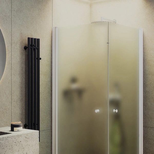 Душевой уголок MaybahGlass 90x90 MGY-1294-1 профиль белый стекло сатин фото 2