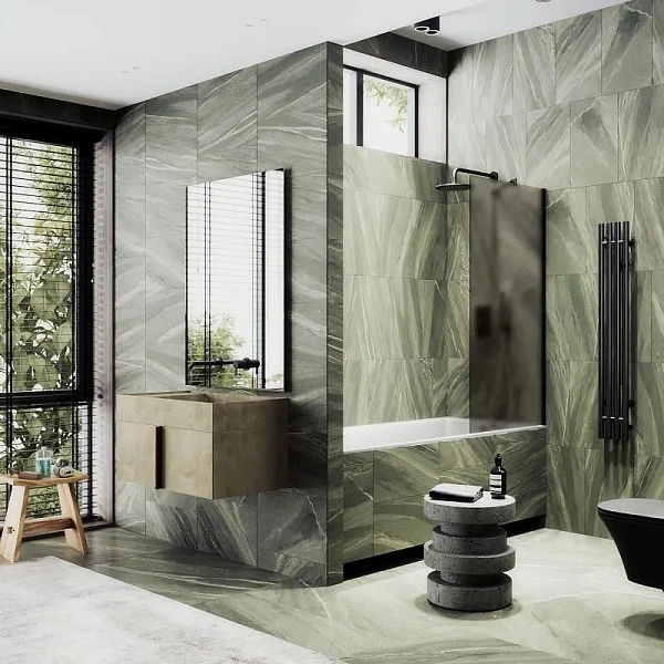 Шторка для ванны MaybahGlass 80x140 MGV-76-6ш профиль черный стекло бронза фото 4