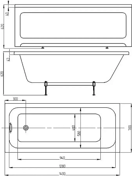 Акриловая ванна Aquatek Мия 140x70 MIY140-0000001 фото 3