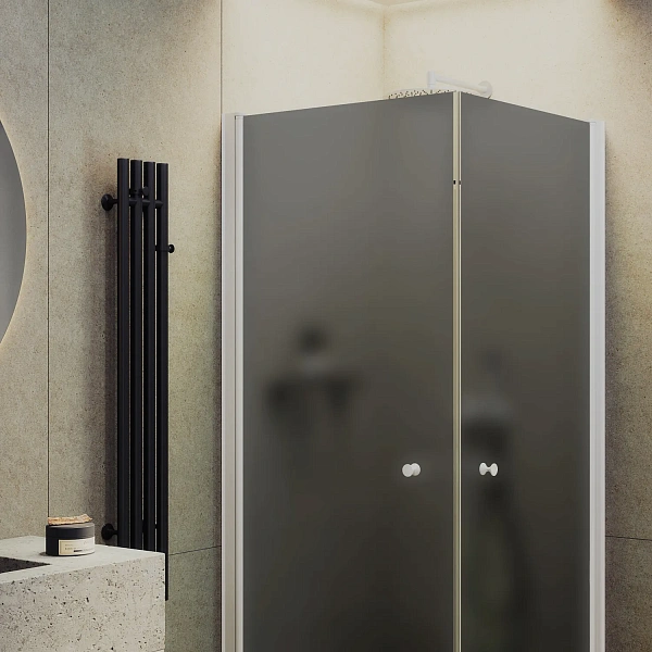 Душевой уголок MaybahGlass 90x90 MGY-1299-1 профиль белый стекло графит фото 2