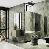 Шторка для ванны MaybahGlass 70x140 MGV-87-6ш профиль черный стекло графит фото 3