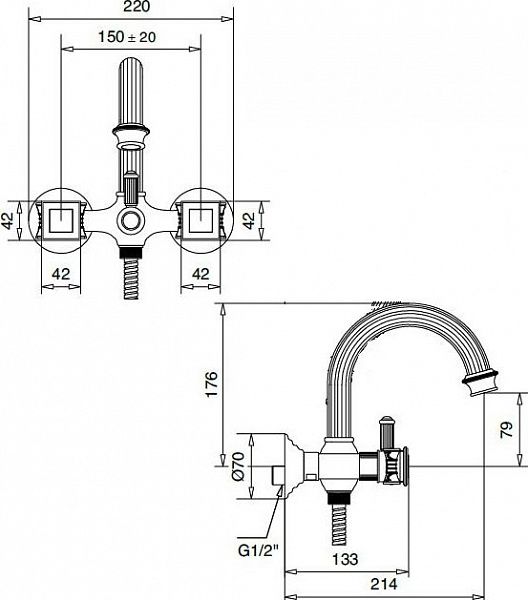 Смеситель Cezares Olimp OLIMP-VD-02-Sw для ванны с душем фото 2