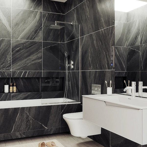 Шторка для ванны MaybahGlass 40x140 MGV-62-5у профиль хром стекло бесцветное фото 1