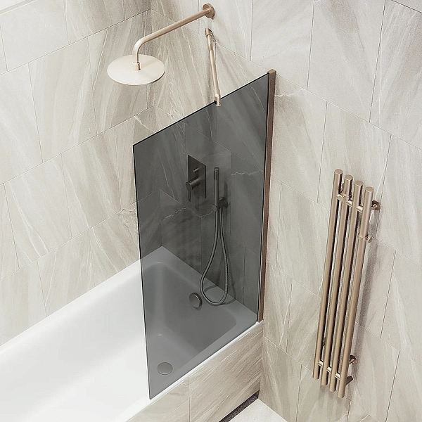 Шторка для ванны MaybahGlass 30x140 MGV-252-2ш профиль бронза стекло графит фото 5