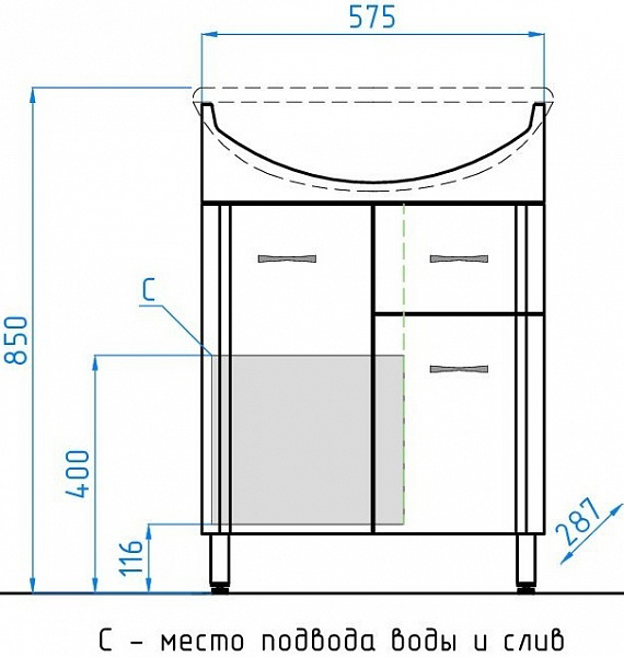 Мебель для ванной Style Line Эко Стандарт №11 60 напольная фото 5