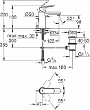 Смеситель Grohe Eurosmart Cosmopolitan 32825000 для раковины с донным клапаном фото 3