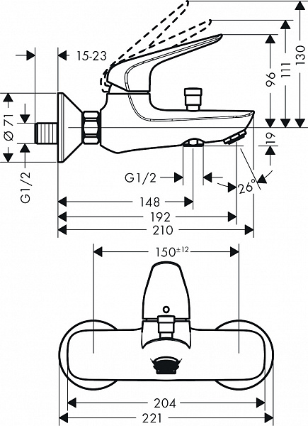 Смеситель Hansgrohe Novus 71042000 для ванны с душем фото 5