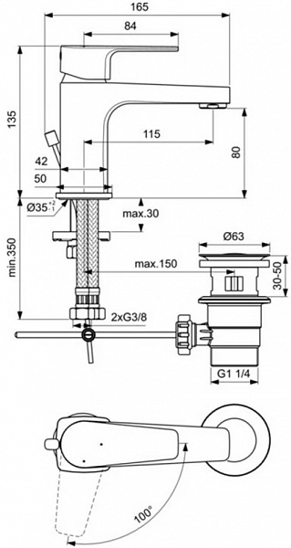 Смеситель Ideal Standard Cerafine D BC745AA для раковины с донным клапаном фото 2