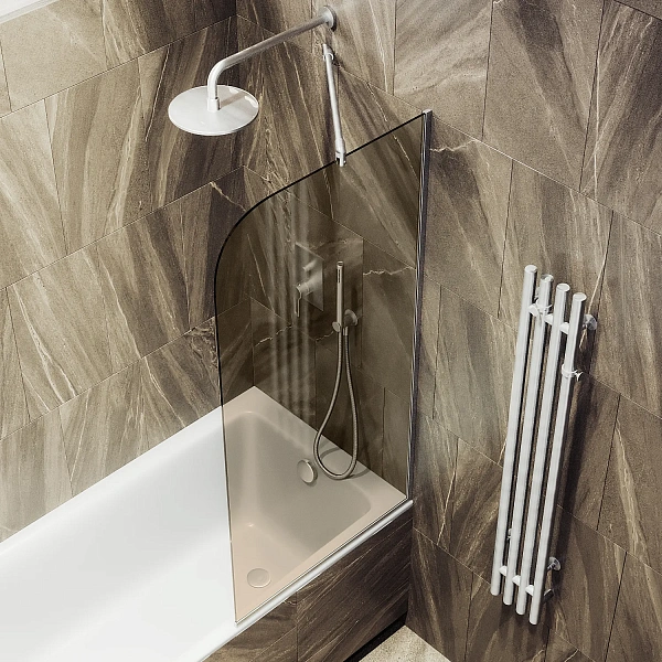 Шторка для ванны MaybahGlass 34x140 MGV-127-5у профиль хром стекло бронза фото 2