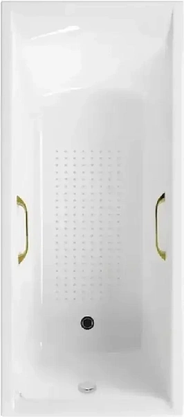 Чугунная ванна Vinsent Veron Devon VDV1908045H/VH0012GD-AS с квадратными золотыми ручками и антискользящим покрытием фото 1