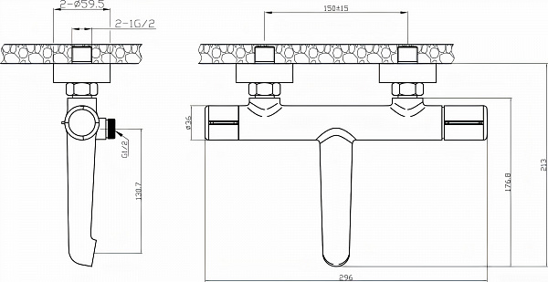 Смеситель Agger Slim A2210000 для ванны с душем фото 2