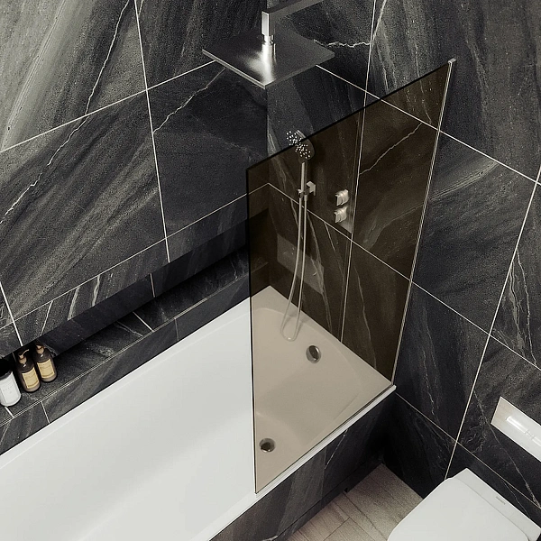 Шторка для ванны MaybahGlass 30x140 MGV-250-5у профиль хром стекло бронза фото 3