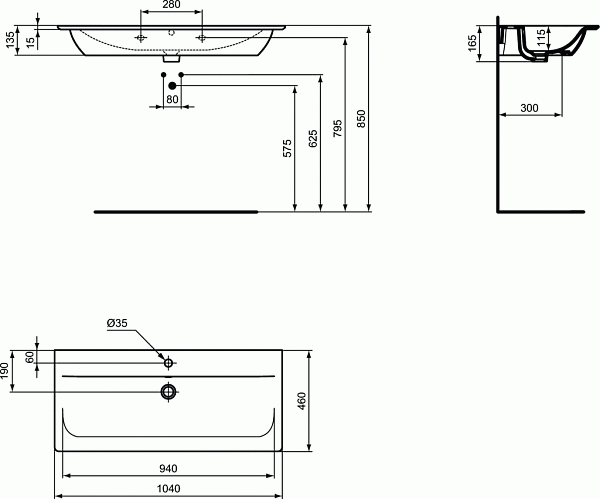 Раковина Ideal Standard Connect Air 104 см E027401 фото 4