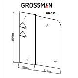 Шторка для ванны Grossman 100x150 GR-101 профиль хром стекло прозрачное фото 3