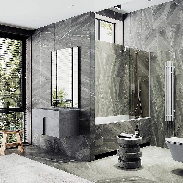 Шторка для ванны MaybahGlass 80x140 MGV-70-1ш профиль белый стекло бронза фото 2